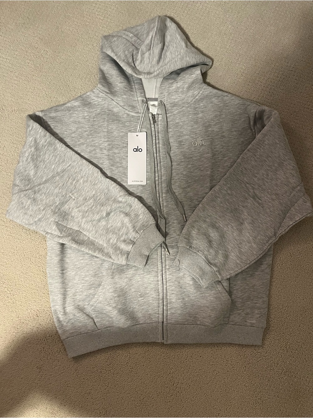 ALO Yoga Womens Zip-Up Hoodie Sweatshirt - Light Gray
